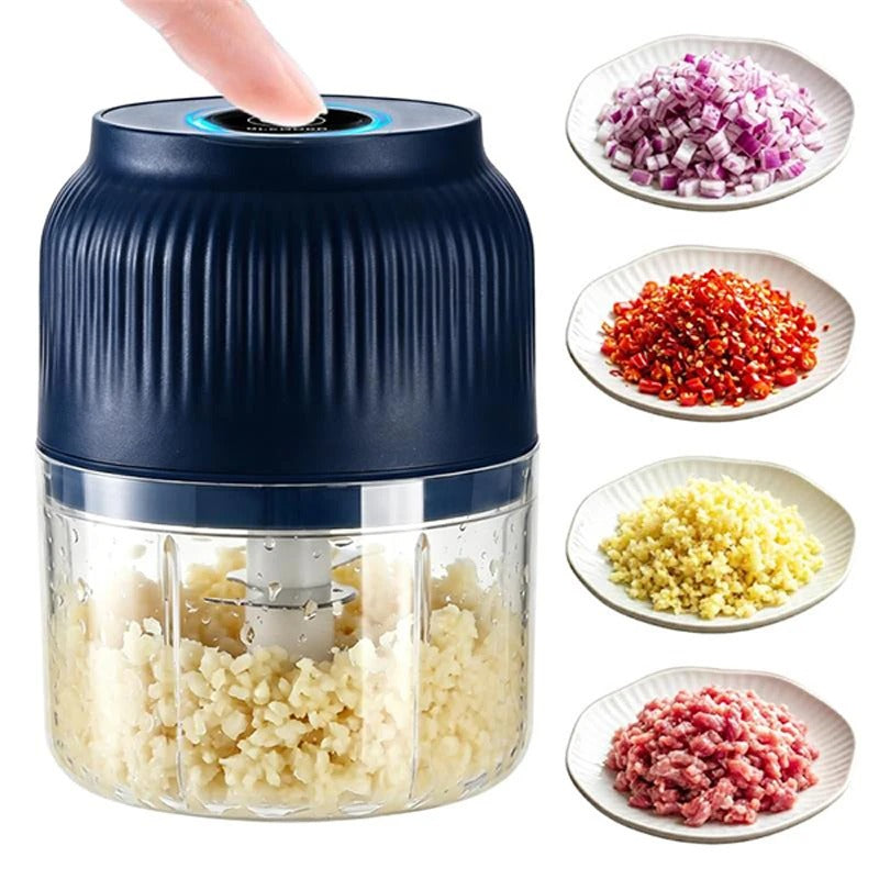 Electric Garlic Chopper Kitchen Mini Food Grinder Stainless Steel Blade Small Vegetable Chopper