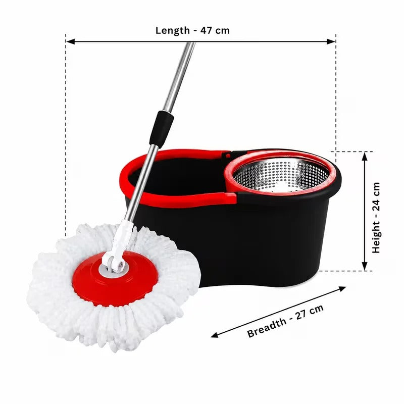 360° FLOOR MAGIC SPIN MOP BUCKET SET PREMIUM ROTATING DRY HEADS WITH 2 HEADS