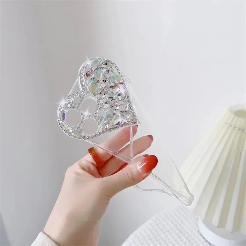 Love Heart Rhinestone Protect Lens Phone Case For IPhone 17 16 15 14 13 12 11
