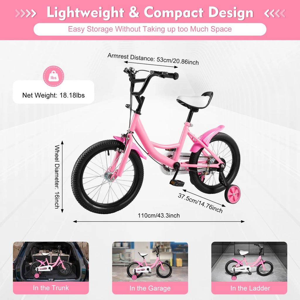 16 inch Children's Bicycle with Training Wheel for 5-8 Year-Old Kids
