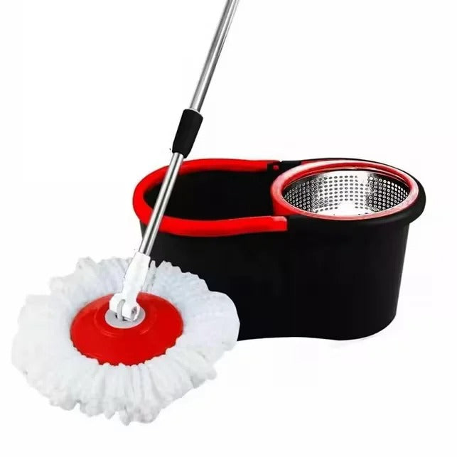 360° FLOOR MAGIC SPIN MOP BUCKET SET PREMIUM ROTATING DRY HEADS WITH 2 HEADS