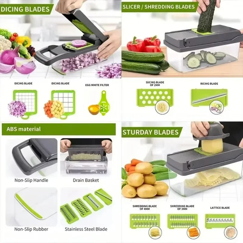 16 in 1 Vegetable Cutter Multifunctional Kitchen Tool, 5-in-1 Food Chopper