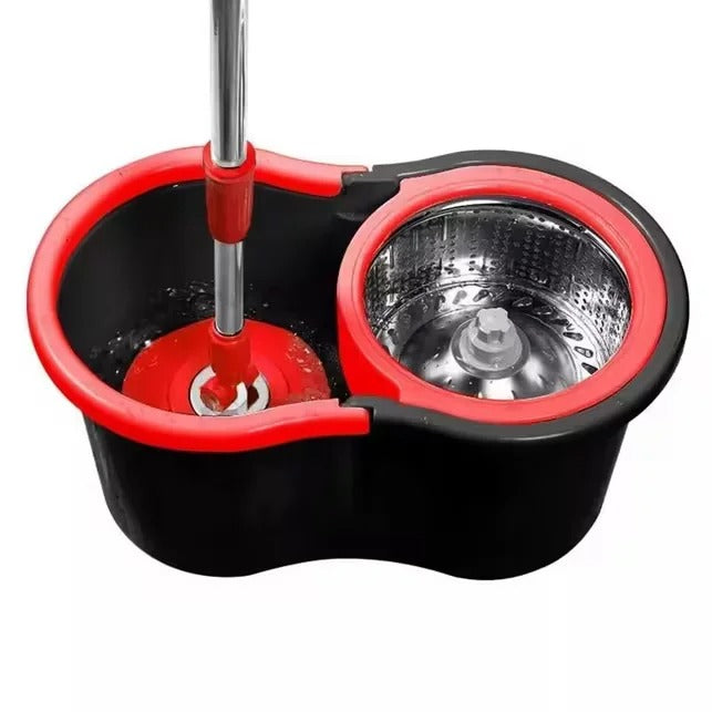 360° FLOOR MAGIC SPIN MOP BUCKET SET PREMIUM ROTATING DRY HEADS WITH 2 HEADS
